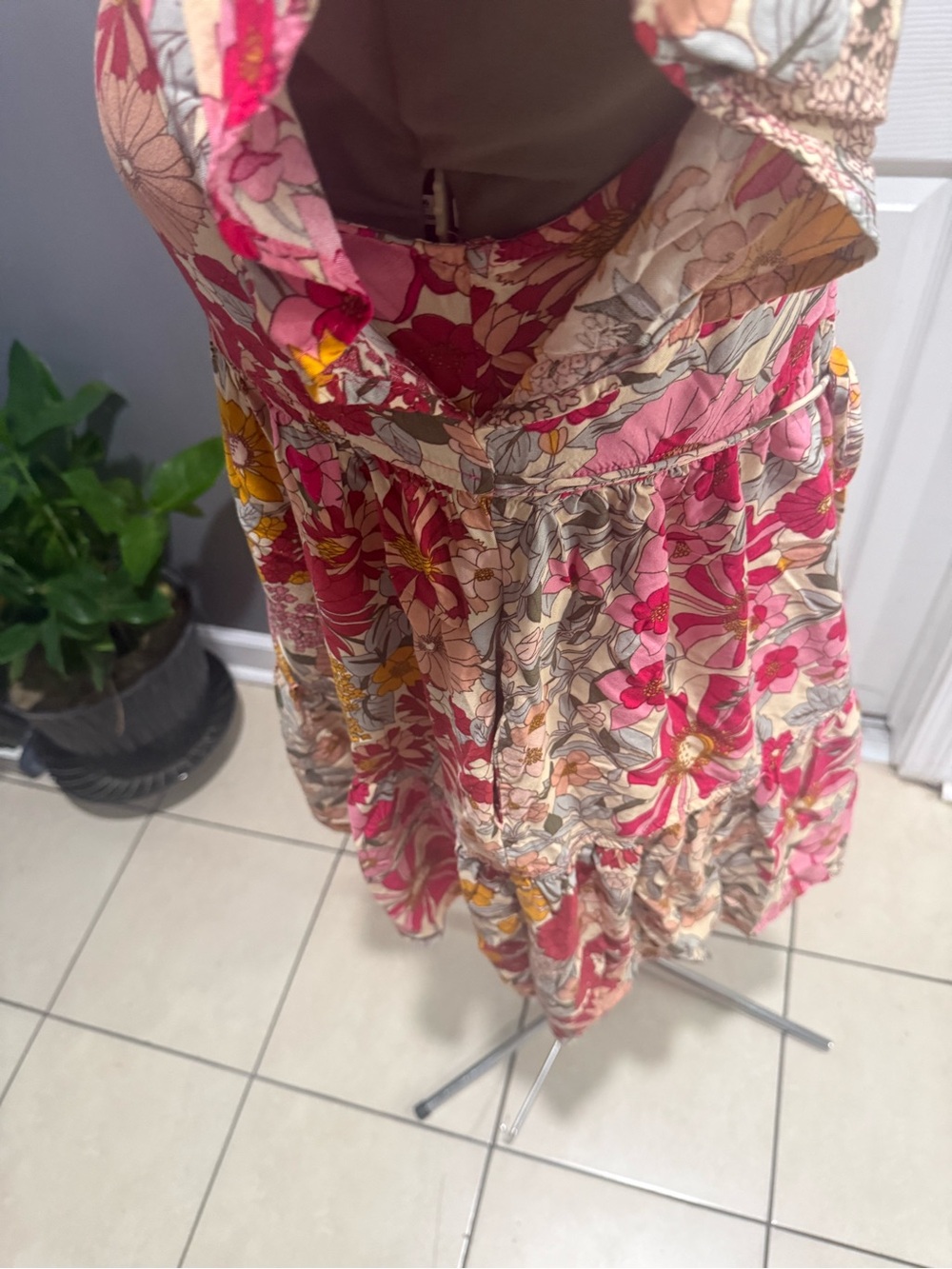 Umgee Floral V-Neck Casual Dress in Pink and Yellow - Picture 8 of 9